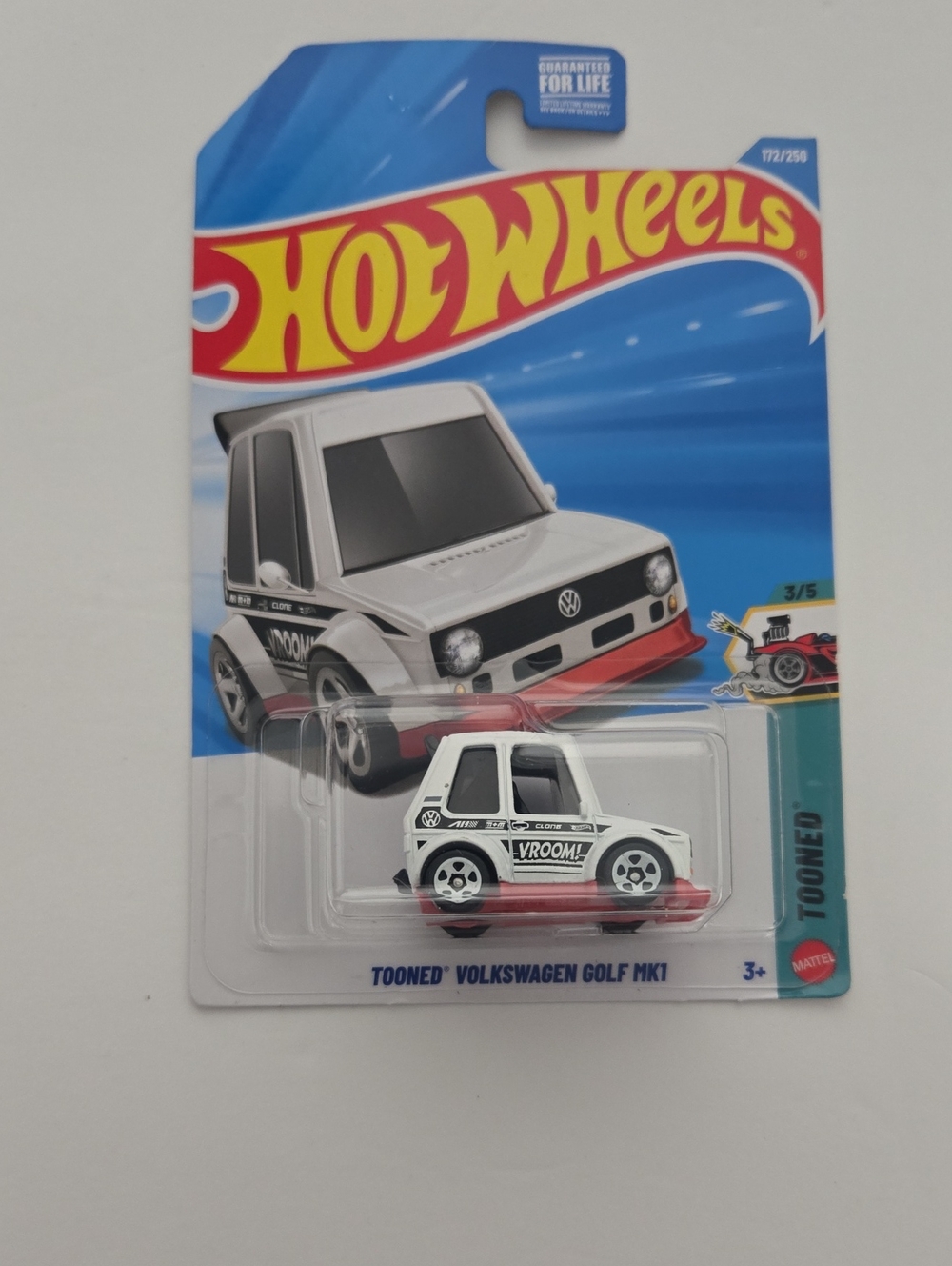 Mattel Hot Wheels Tooned Volkswagen Golf MK1 - White, Black, Red